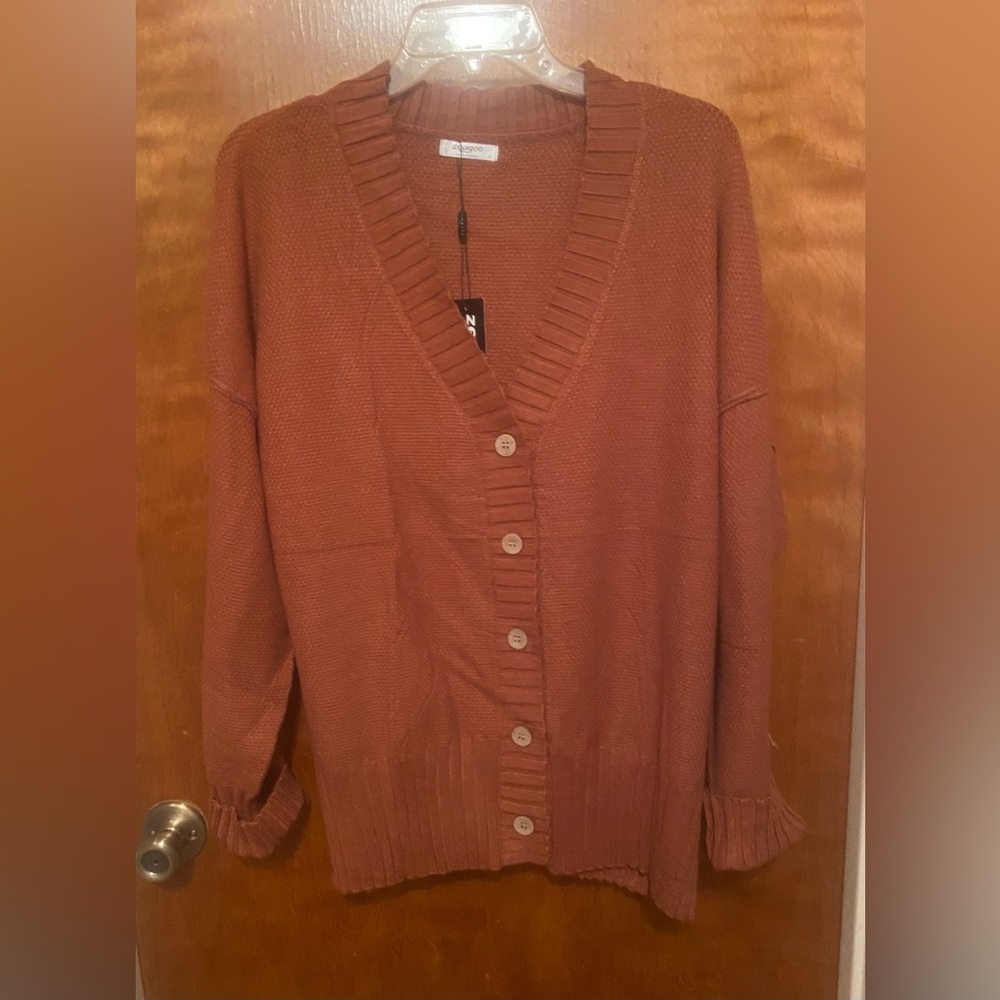 NWT copper Brown V-neck Cardigan